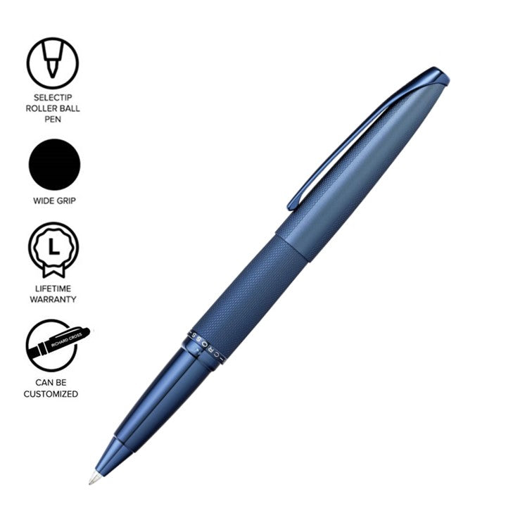 ATX Sandblasted Dark Blue Diamond-Pattern Engraving Rollerball Pen C885-45