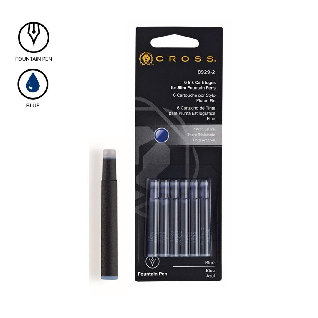 Fountain Pen Slim Cartridge Blue 6 pieces per pack C8929-2 – Cross ...